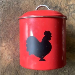 Red Container with Rooster